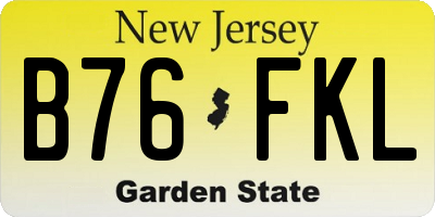 NJ license plate B76FKL