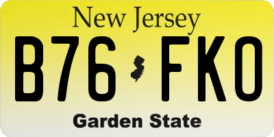 NJ license plate B76FKO