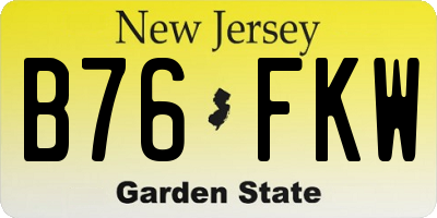 NJ license plate B76FKW