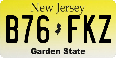 NJ license plate B76FKZ