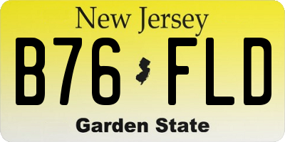 NJ license plate B76FLD