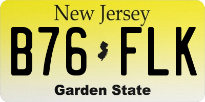 NJ license plate B76FLK