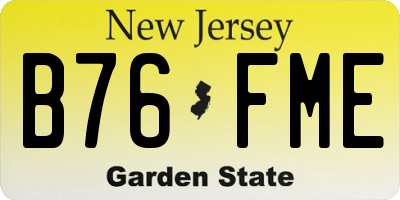 NJ license plate B76FME