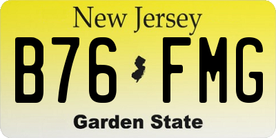 NJ license plate B76FMG