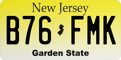 NJ license plate B76FMK