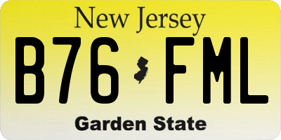 NJ license plate B76FML