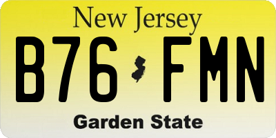 NJ license plate B76FMN