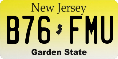 NJ license plate B76FMU