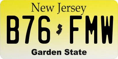 NJ license plate B76FMW