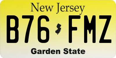 NJ license plate B76FMZ