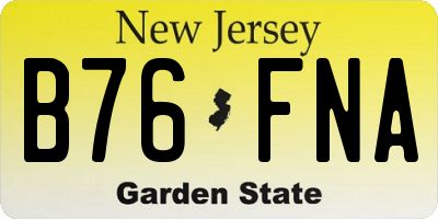 NJ license plate B76FNA