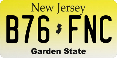 NJ license plate B76FNC