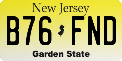 NJ license plate B76FND