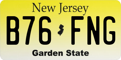 NJ license plate B76FNG