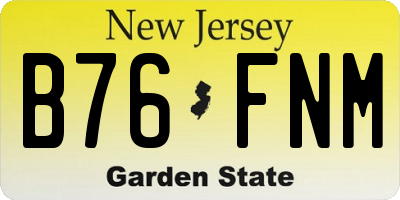 NJ license plate B76FNM