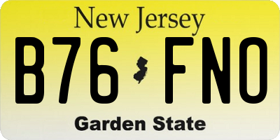 NJ license plate B76FNO