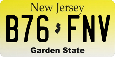 NJ license plate B76FNV