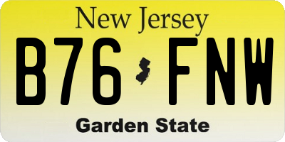 NJ license plate B76FNW