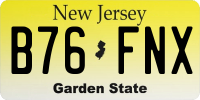 NJ license plate B76FNX