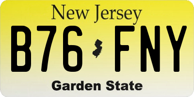 NJ license plate B76FNY