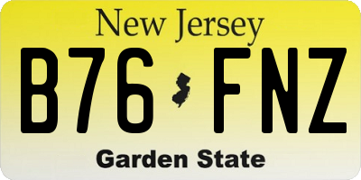 NJ license plate B76FNZ