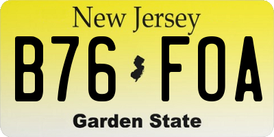 NJ license plate B76FOA