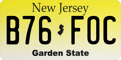 NJ license plate B76FOC