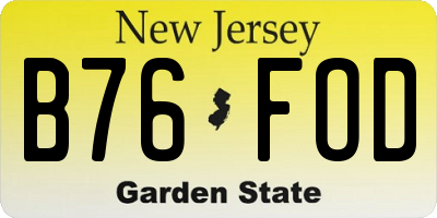 NJ license plate B76FOD