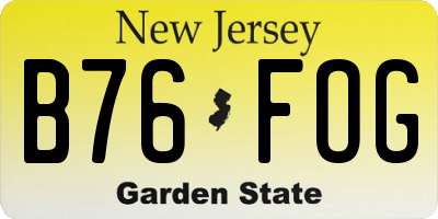 NJ license plate B76FOG