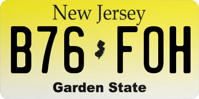 NJ license plate B76FOH