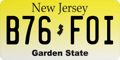 NJ license plate B76FOI