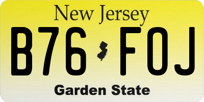 NJ license plate B76FOJ