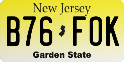 NJ license plate B76FOK