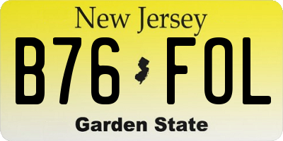 NJ license plate B76FOL