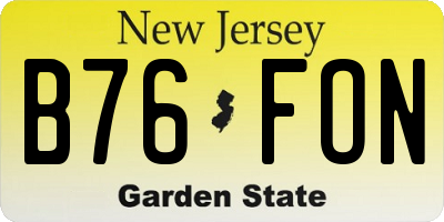NJ license plate B76FON