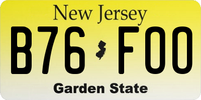 NJ license plate B76FOO