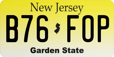 NJ license plate B76FOP