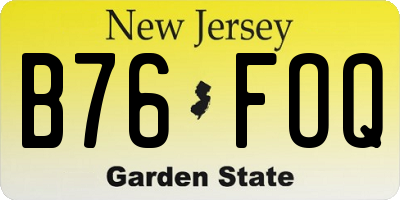 NJ license plate B76FOQ