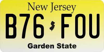 NJ license plate B76FOU
