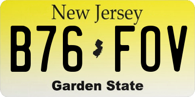 NJ license plate B76FOV