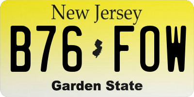 NJ license plate B76FOW