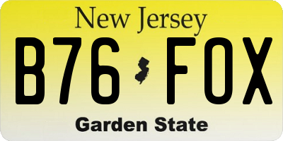 NJ license plate B76FOX