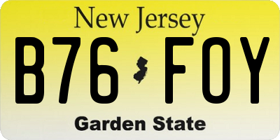 NJ license plate B76FOY