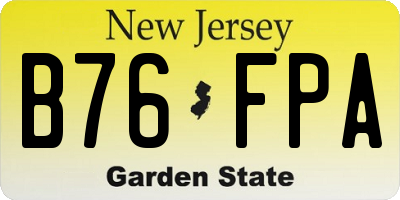 NJ license plate B76FPA