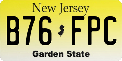 NJ license plate B76FPC