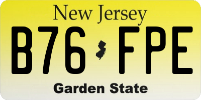 NJ license plate B76FPE