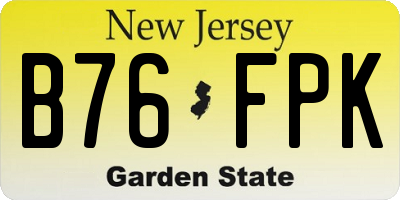 NJ license plate B76FPK