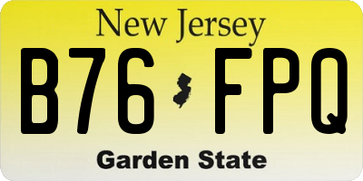 NJ license plate B76FPQ