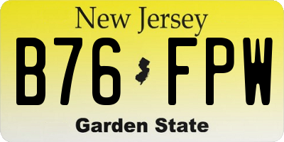 NJ license plate B76FPW