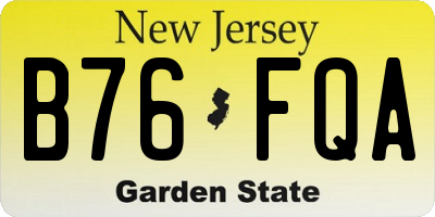 NJ license plate B76FQA